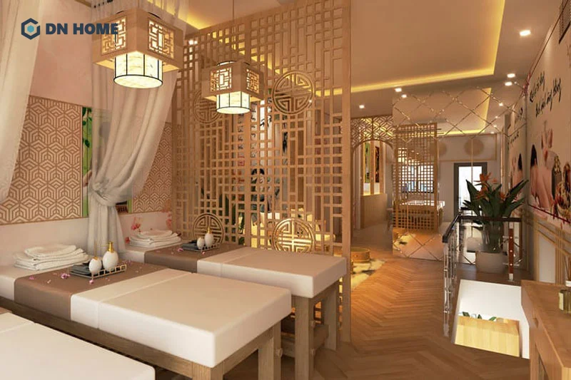 Spa mini gội đầu dưỡng sinh phong cách Trung Hoa nổi bật với vẻ đẹp cổ kính, vừa sang trọng vừa gần gũi