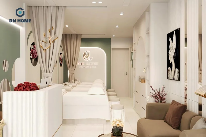 Cần bố trí nội thất thông minh để tránh cảm giác bí bách khi thiết kế spa nhà ống