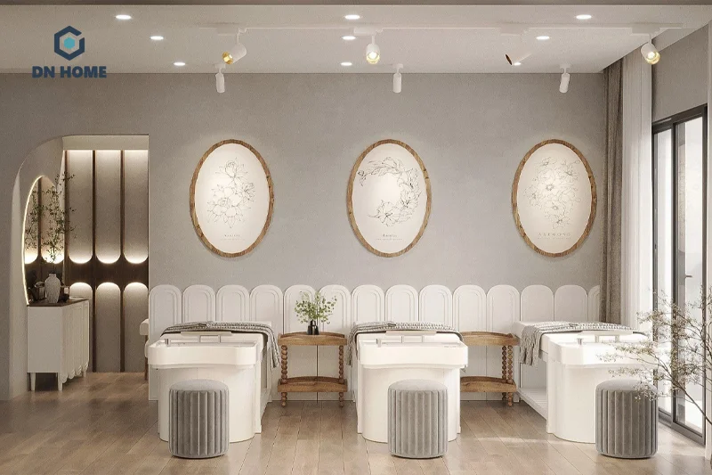 Cần hạn chế các chi tiết trang trí rườm rà, gây rối mắt trong spa nhà ống