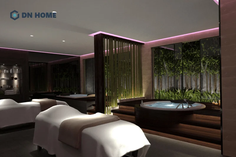 Ưu tiên lựa chọn vách ngăn có chất liệu và màu sắc phù hợp với tổng thể kiến trúc spa