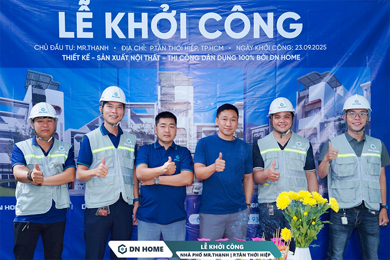 DN HOME chính thức tiến hành lễ khởi công dự án xây nhà trọn gói Mr.Thanh tại phường Tân Thới Hiệp, TPHCM