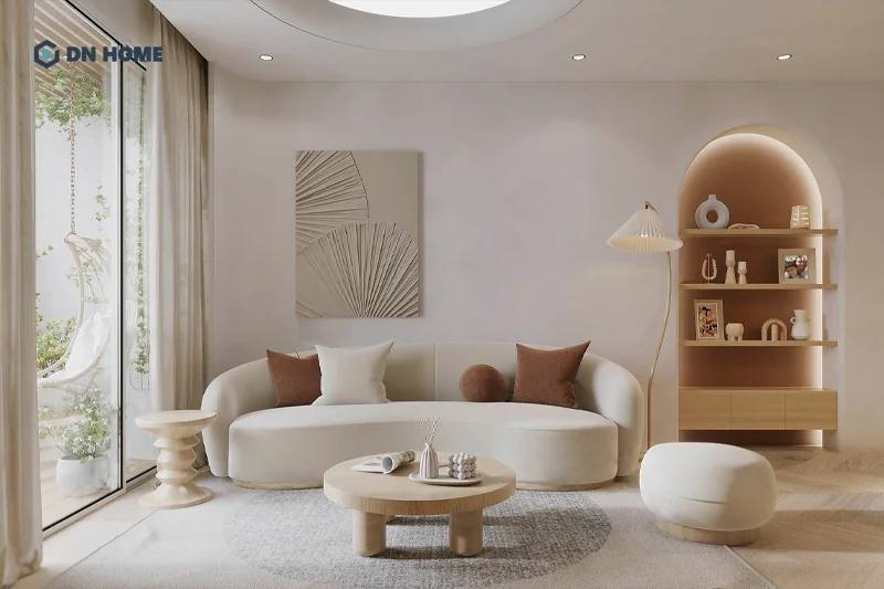 Trong không gian nội thất Wabi Sabi, các vật dụng đều cần được bố trí gọn gàng và tối ưu diện tích