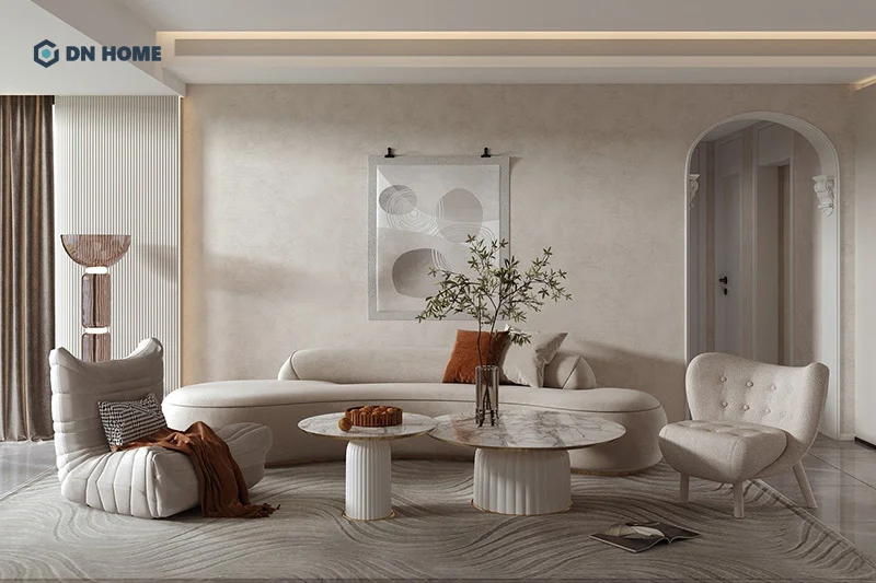 Những chi tiết lộn xộn được loại bỏ hoàn toàn trong không gian nội thất tinh tế Wabi Sabi