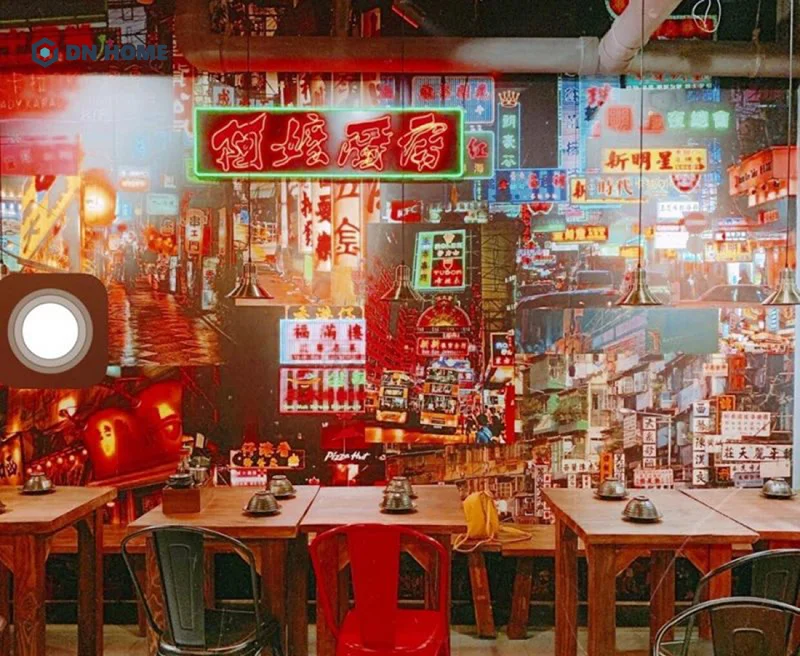 Dán tường bằng decal mang phong cách HongKong là ý tưởng trang trí đơn giản nhưng hiệu quả 
