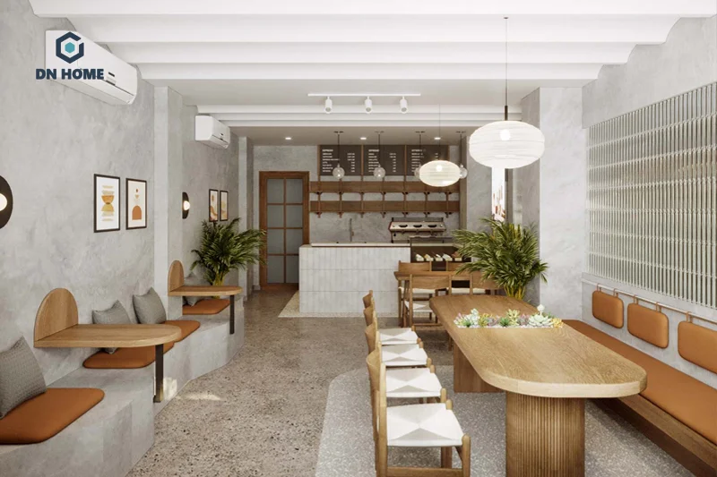 Khi thiết kế quán cafe nhỏ 5x20m nên hạn chế sử dụng các vách ngăn làm không gian chật chội