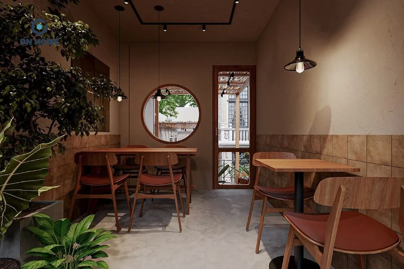 Quán cafe 5x20 phong cách truyền thống sử dụng tone màu trầm làm chủ đạoQuán cafe 5x20 phong cách truyền thống sử dụng tone màu trầm làm chủ đạo