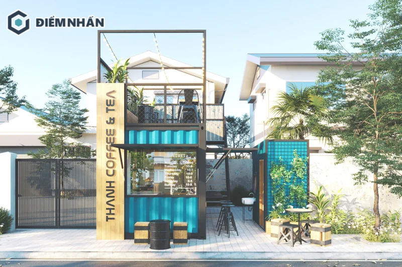 Quán cafe container phong cách hiện đại tập trung vào vẻ đẹp tối giản, gọn gàng và tinh tế