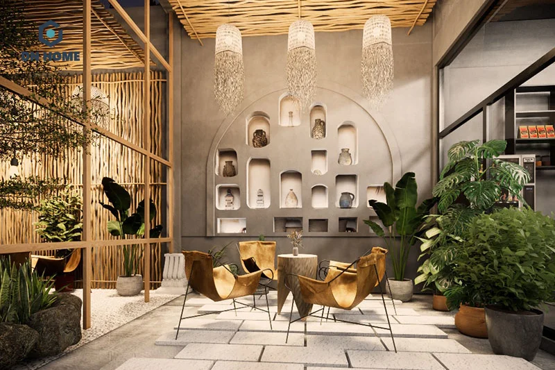 Quán cafe phong cách Địa Trung Hải với không gian thoáng đãng, thư giãn phù hợp với nhiều đối tượng khách hàng