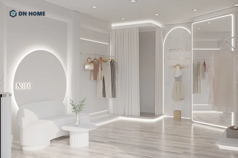 Khi trang trí không gian nội thất cửa hàng nên bố trí hệ thống đèn chiếu thông minh, tạo điểm nhấn ấn tượng
