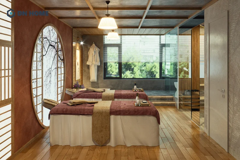 Phong cách Zen mang đậm văn hóa thiền Nhật Bản tạo nên không gian spa thư giãn, thoải mái