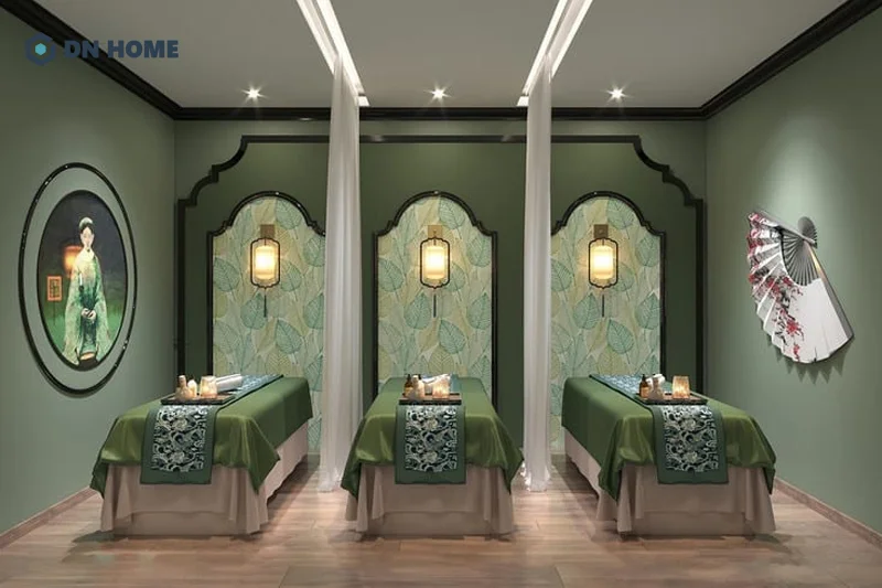 Phong cách Indochine giúp không gian spa sở hữu vẻ đẹp hài hòa giữa kiến trúc Pháp và Á Đông