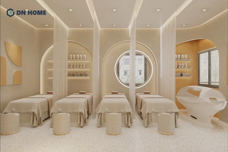 Phong cách tối giản giúp spa tối ưu diện tích tạo không gian thoải mái và thoáng đãng