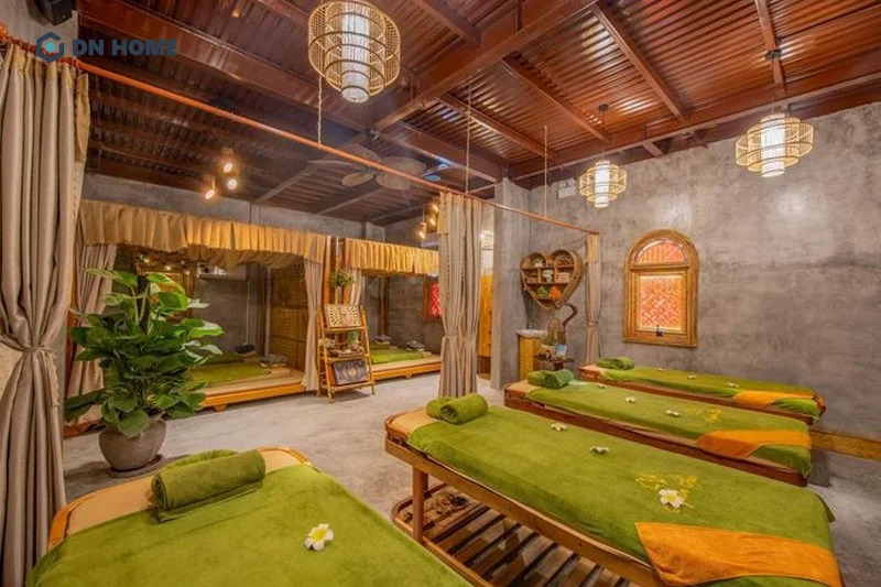 Các chi tiết trang trí liên quan đến thiên nhiên là đặc trưng khi thiết kế spa phong cách Organic