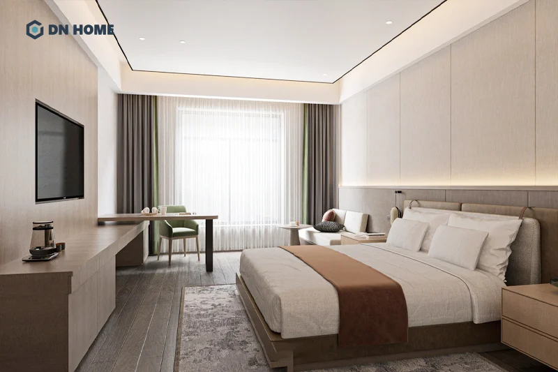 Nội thất thông minh được sử dụng chủ đạo trong thiết kế không gian khách sạn tối giản