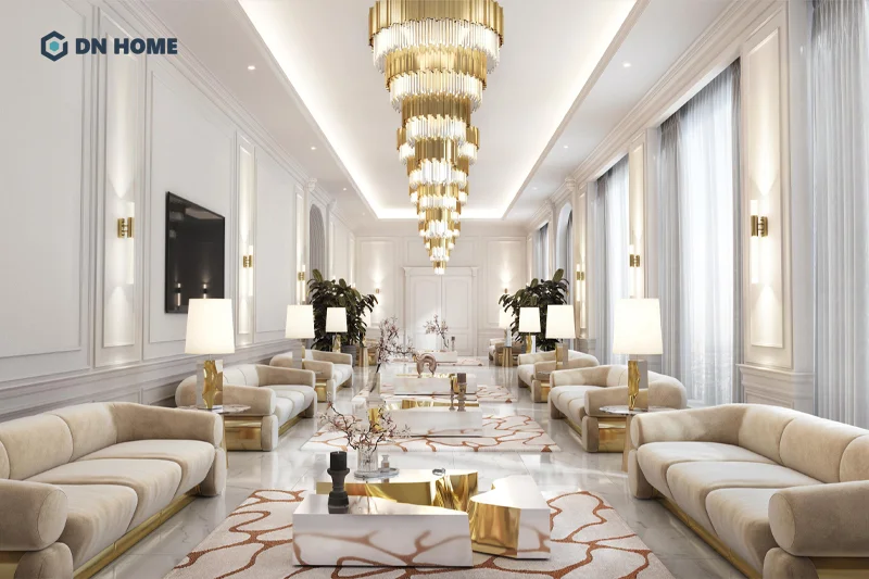 Khách sạn được thiết kế theo phong cách Luxury thể hiện sự xoa hoa, đẳng cấp hướng đến khách hàng thượng lưu