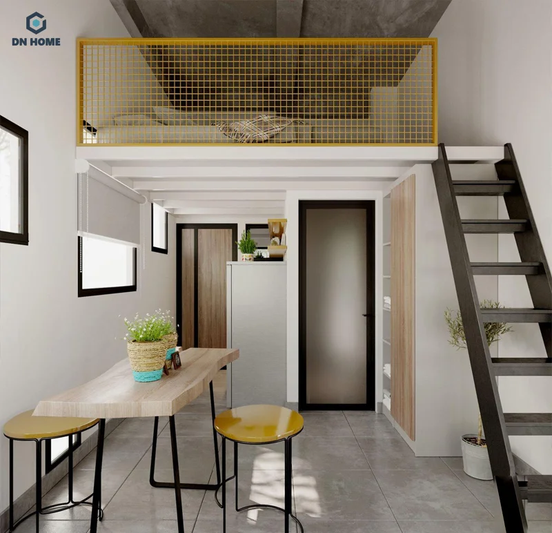 Mẫu decor phòng trọ cá tính, sử dụng chất liệu kim loại làm chủ đạo 