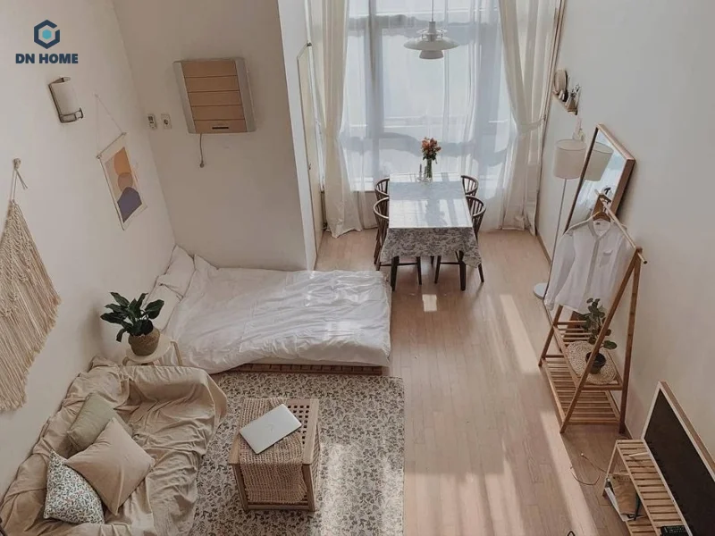 Mẫu decor phòng trọ không gác thông minh, bố trí nội thất khoa học tạo nên không gian thoáng đãng