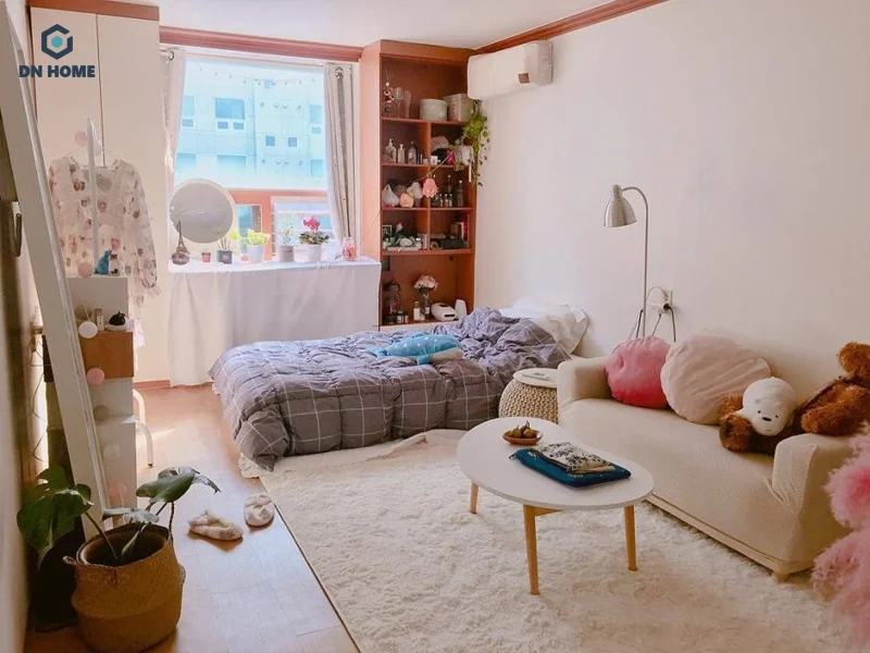 Thảm trải sàn là điểm nhấn cho không gian phòng trọ mà các bạn sinh viên có thể tham khảo decor