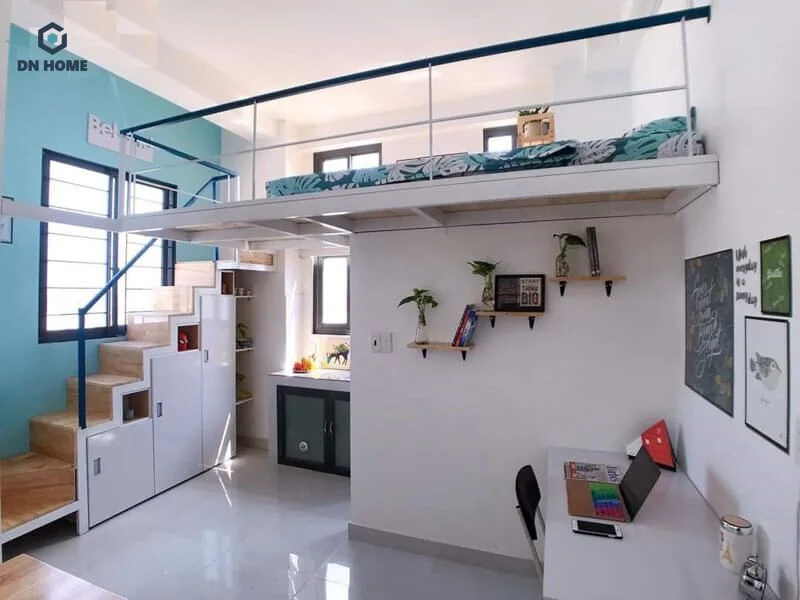 Mẫu thiết decor phòng trọ gác lửng hiện đại, đơn giản nhưng ấm cúng và gần gũi