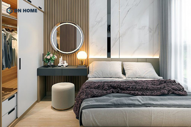 Bàn trang điểm phòng ngủ hiện đại thường được thiết kế theo kiểu dáng treo tường