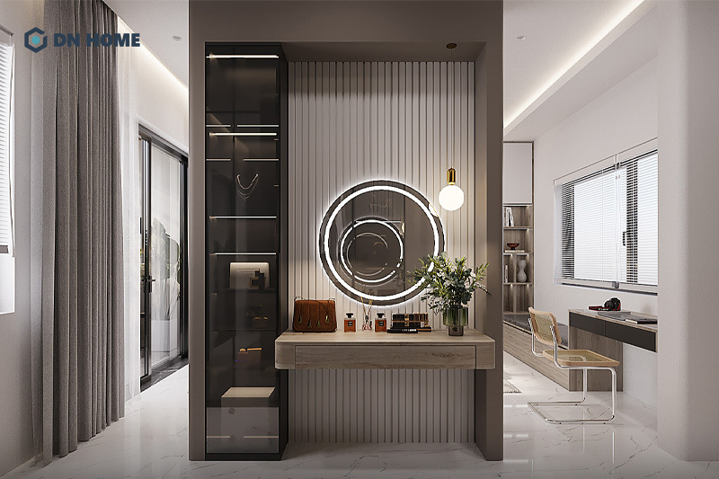 Bàn trang điểm được thiết kế theo phong cách hiện đại thường có đường nét tinh tế và đơn giản