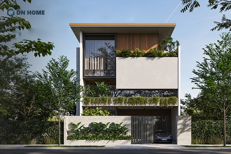 Trụ cổng nhà kết hợp với cây xanh là xu hướng thiết kế mới được yêu thích hiện nay