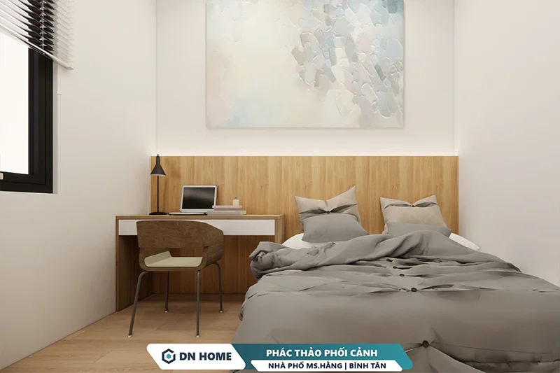 Phòng ngủ được thi công nội thất tinh tế, tạo nên không gian thư giãn riêng tư dễ chịu