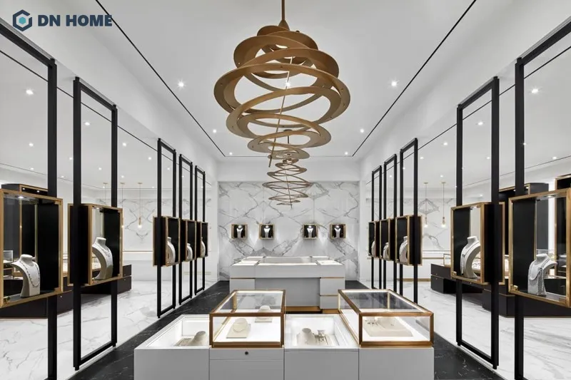 Ưu tiên lựa chọn những màu sắc thanh lịch, tinh tế khi thiết kế shop trang sức