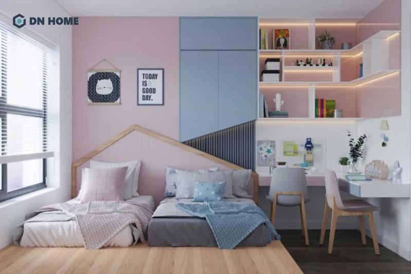 Mẫu thiết kế phòng ngủ không giường dành cho cả bé gái và bé trai