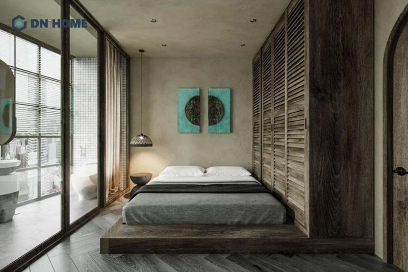 Mẫu thiết kế phòng ngủ không giường gần ban công tạo nên không gian thoáng đãng, thoải mái 