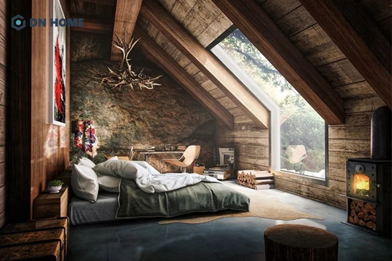 Đối với phòng ngủ không giường trên gác mái bạn cần bố trí cửa sổ lớn để tránh cảm giác bí bách