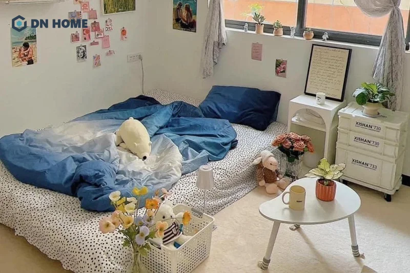 Bộ chăn ga gối đệm chính là điểm nhấn cho toàn bộ không gian phòng ngủ không giường