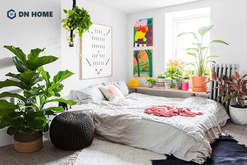 Nên lựa chọn những loại cây xanh nhỏ và dễ chăm sóc để trang trí trong phòng ngủ nhỏ không giường