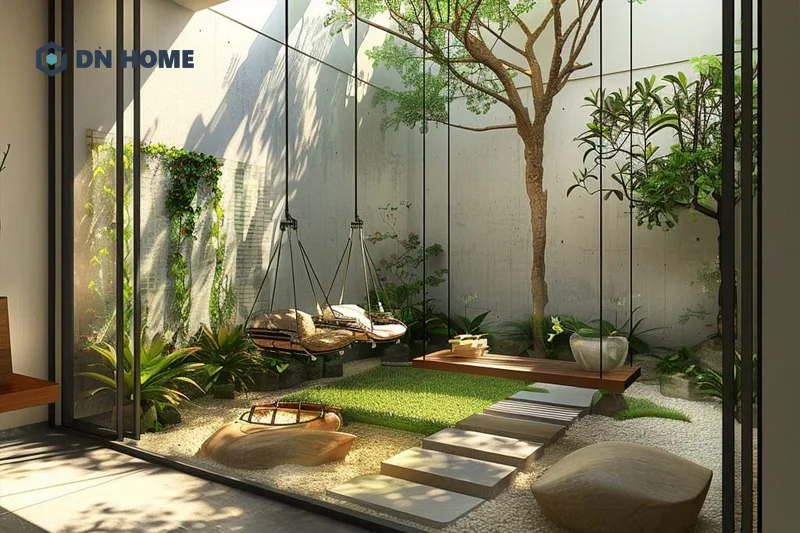 Tùy thuộc vào hướng đặt sân vườn (hướng đón nắng) mà lựa chọn loại cây trồng phù hợp