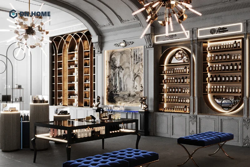 Cửa hàng nước hoa được thiết kế theo phong cách Boutique với các chi tiết trang trí tỉ mỉ, độc đáo