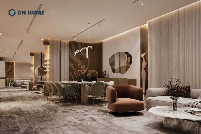 Showroom nội thất thường được thiết kế theo mô hình home concept, tạo nên mạch trải nghiệm mạch lạc
