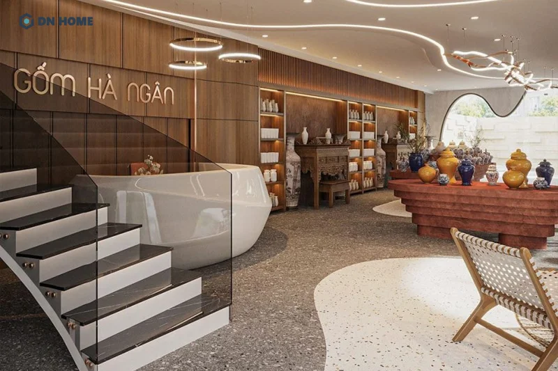 Thương hiệu hướng đến phân khúc khách hàng cao cấp nên lựa chọn thiết kế showroom phong cách Boutique