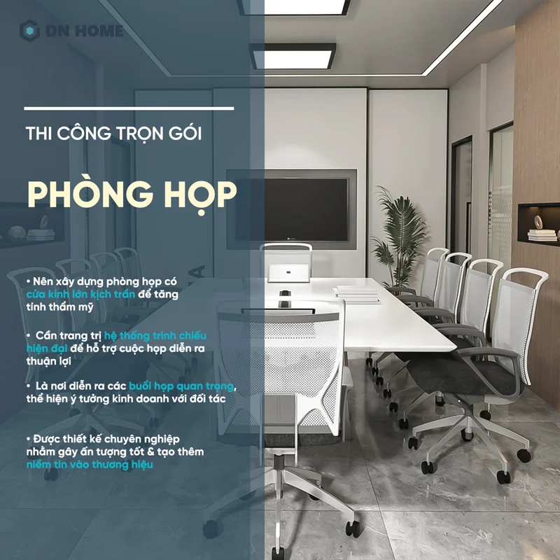 Phòng họp trong văn phòng cần được thiết kế khoa học, hiện đại để thể hiện sự chuyên nghiệp của doanh nghiệp