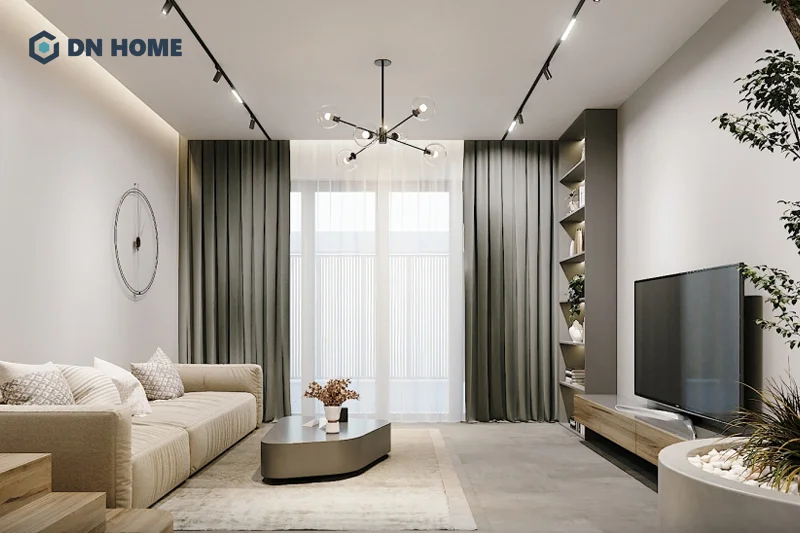 Hệ thống đèn rọi cũng là lựa chọn lý tưởng để kết hợp với trần thạch cao phẳng khu vực phòng khách