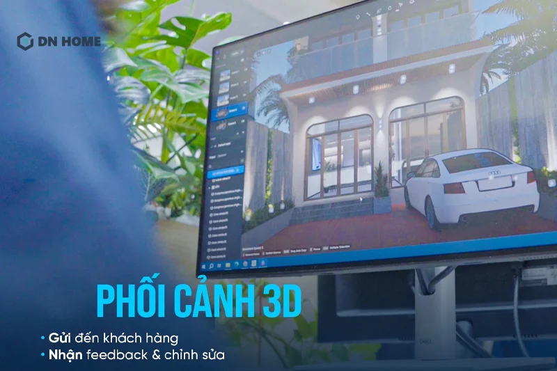Nội Thất Điểm Nhấn sẽ triển khai thiết kế phối cảnh 3D gửi đến khách hàng, mô phỏng chân thật không gian nội thất