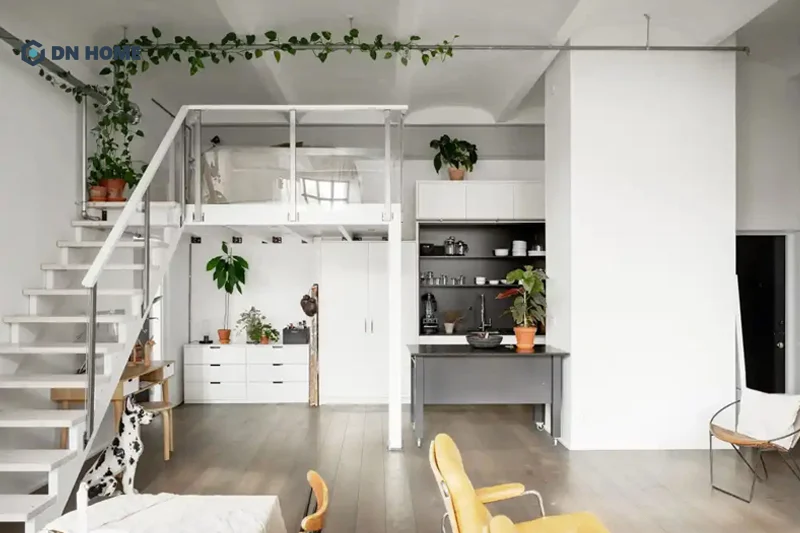 Cầu thang sắt lửng thường được sử dụng trong những ngôi nhà có gác lửng và đòi hỏi độ bền chắc