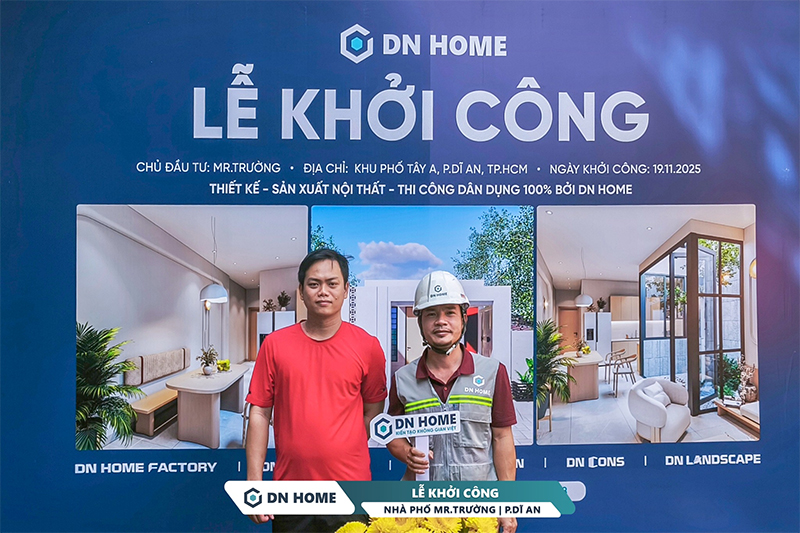 DN HOME tiến hành nghi lễ khởi công dự án nhà phố Mr.Trường tại Dĩ An, TP.HCM