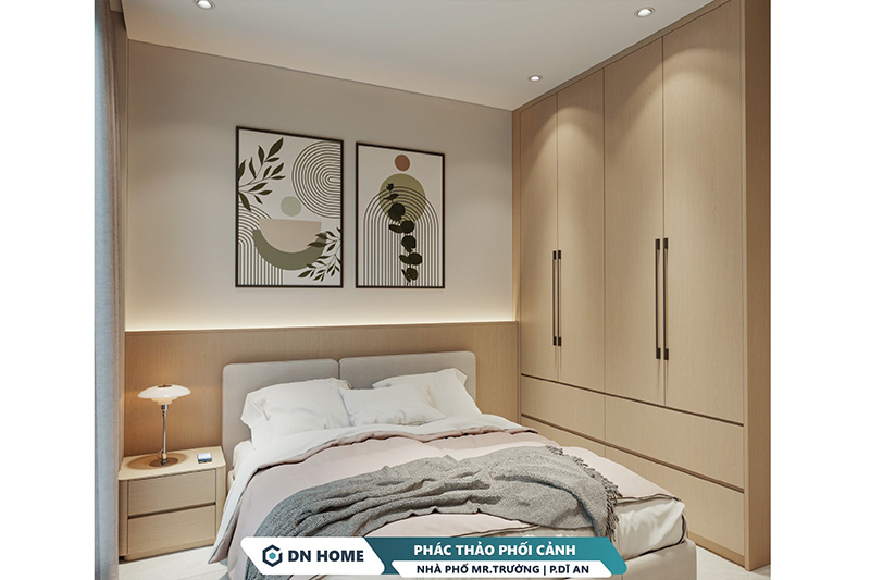 Không gian phòng ngủ được thiết kế hướng đến việc tạo cảm giác thư giãn và thoải mái 