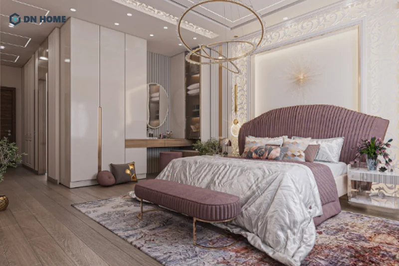 Mẫu thiết kế nhà vệ sinh khép kín bên trong phòng ngủ 30m2 phong cách tân cổ điển