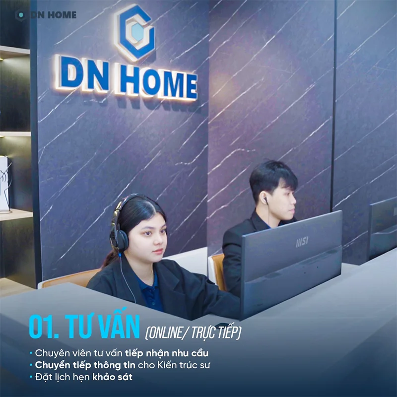 Chuyên viên tư vấn tại Nội Thất Điểm Nhấn tiếp nhận nhu cầu từ khách hàng, sau đó chuyển tiếp đến kiến trúc sư