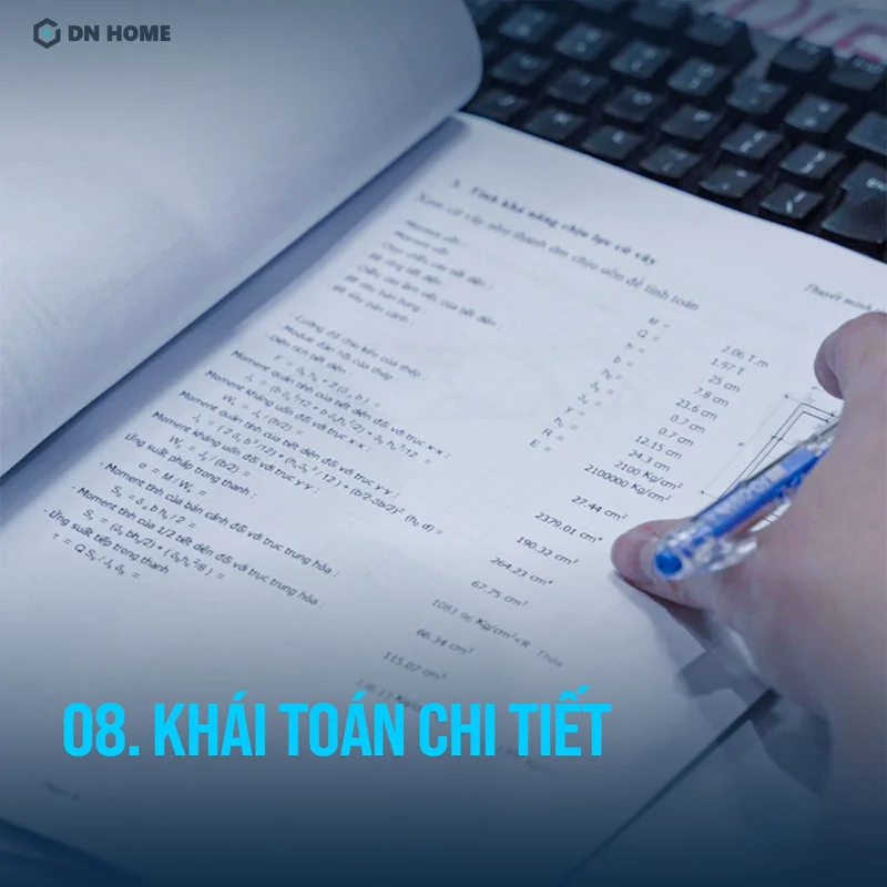 Nội Thất Điểm Nhấn sẽ lập bảng khái toán chi tiết các hạng mục thi công dựa vào bản vẽ chi tiết
