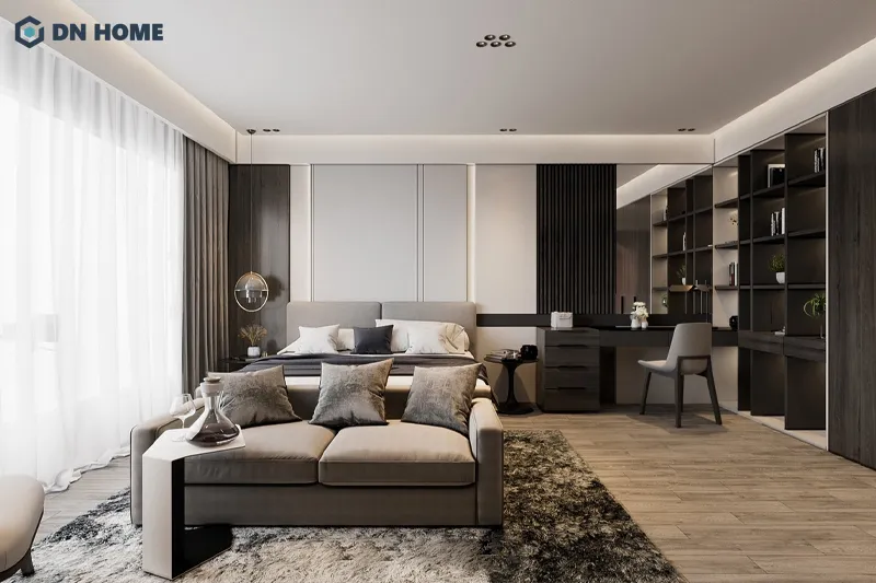 Gam màu trắng - đen - xám kết hợp càng thể hiện rõ tinh thần hiện đại, tiện nghi trong không gian sống