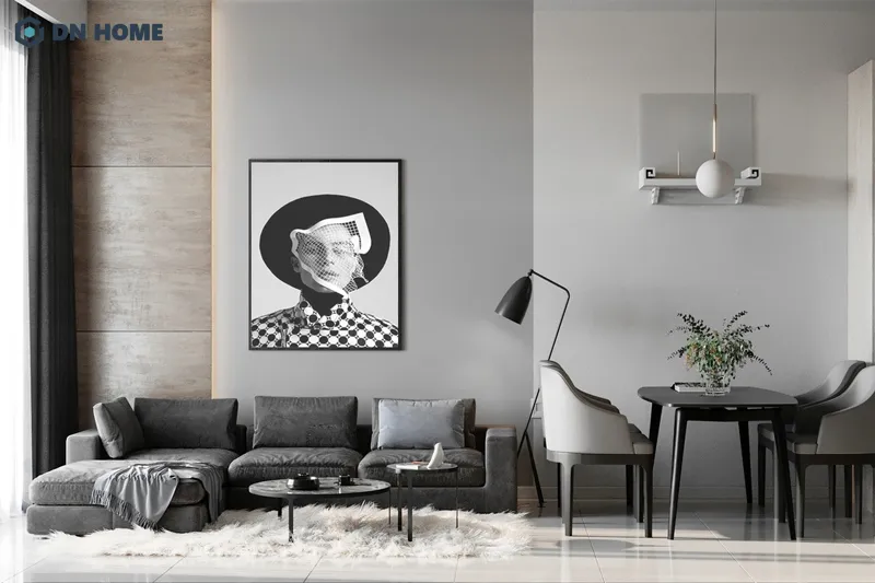 Gam màu đen được sử dụng làm điểm nhấn để tạo cảm giác sang trọng cho chung cư 65m2