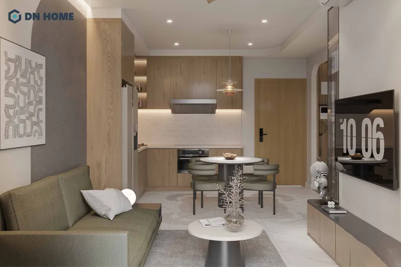 Phong cách Japandi tạo nên cảm giác gần gũi, thoải mái cho chung cư 2 phòng ngủ