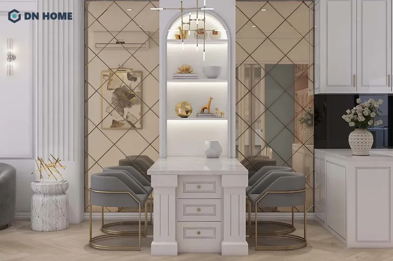 Chất liệu cao cấp được sử dụng chủ đạo trong thiết kế chung cư phong cách tân cổ điển